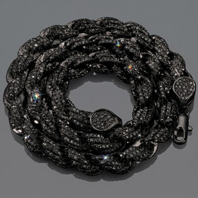 9mm Black Iced Out Rope Chain