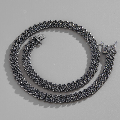 Iced 9mm Black/Emerald/Purple Cuban Link Chain in Black Gold