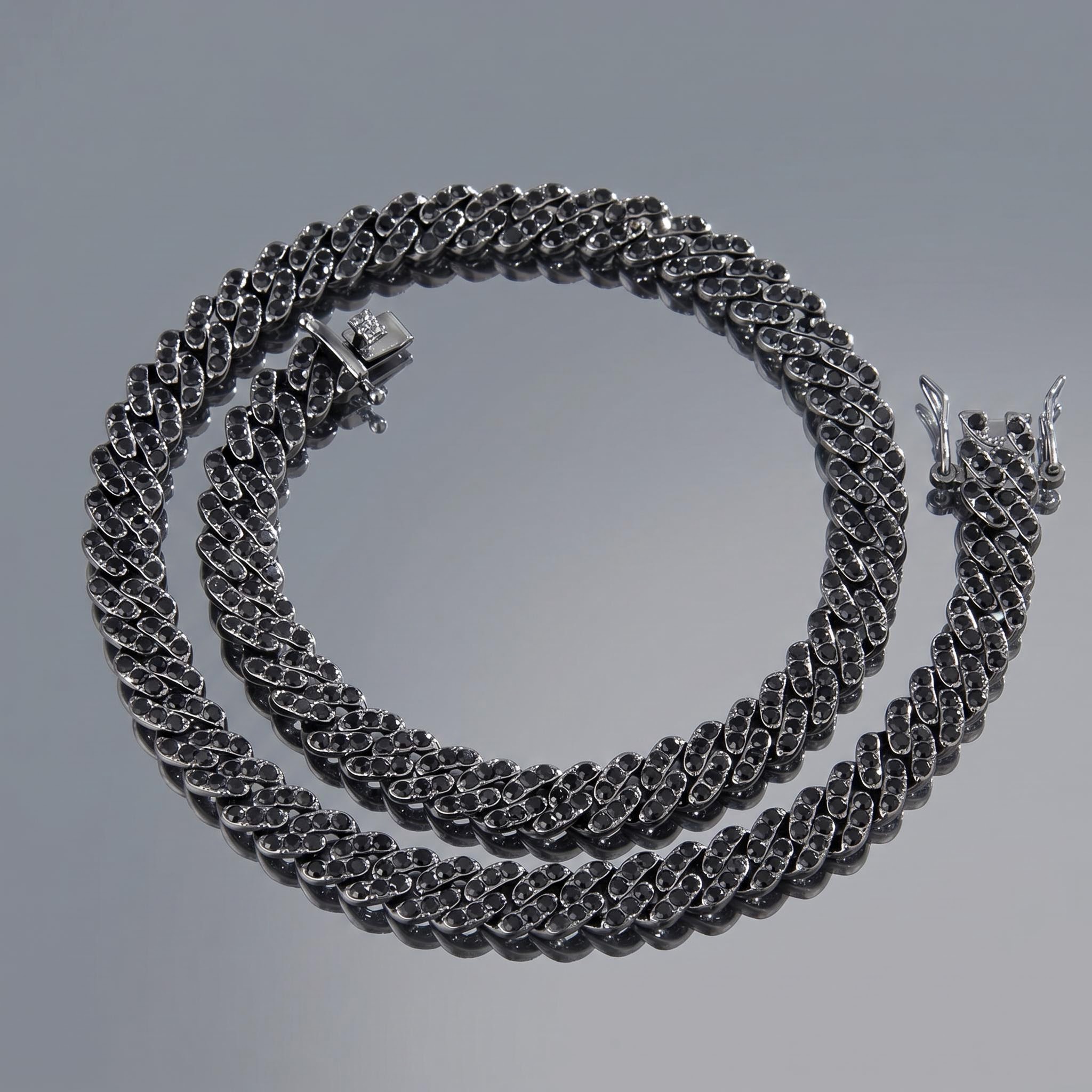 Iced 9mm Black/Emerald/Purple Cuban Link Chain in Black Gold Iced 9mm Black/Emerald/Purple Cuban Link Chain in Black Gold