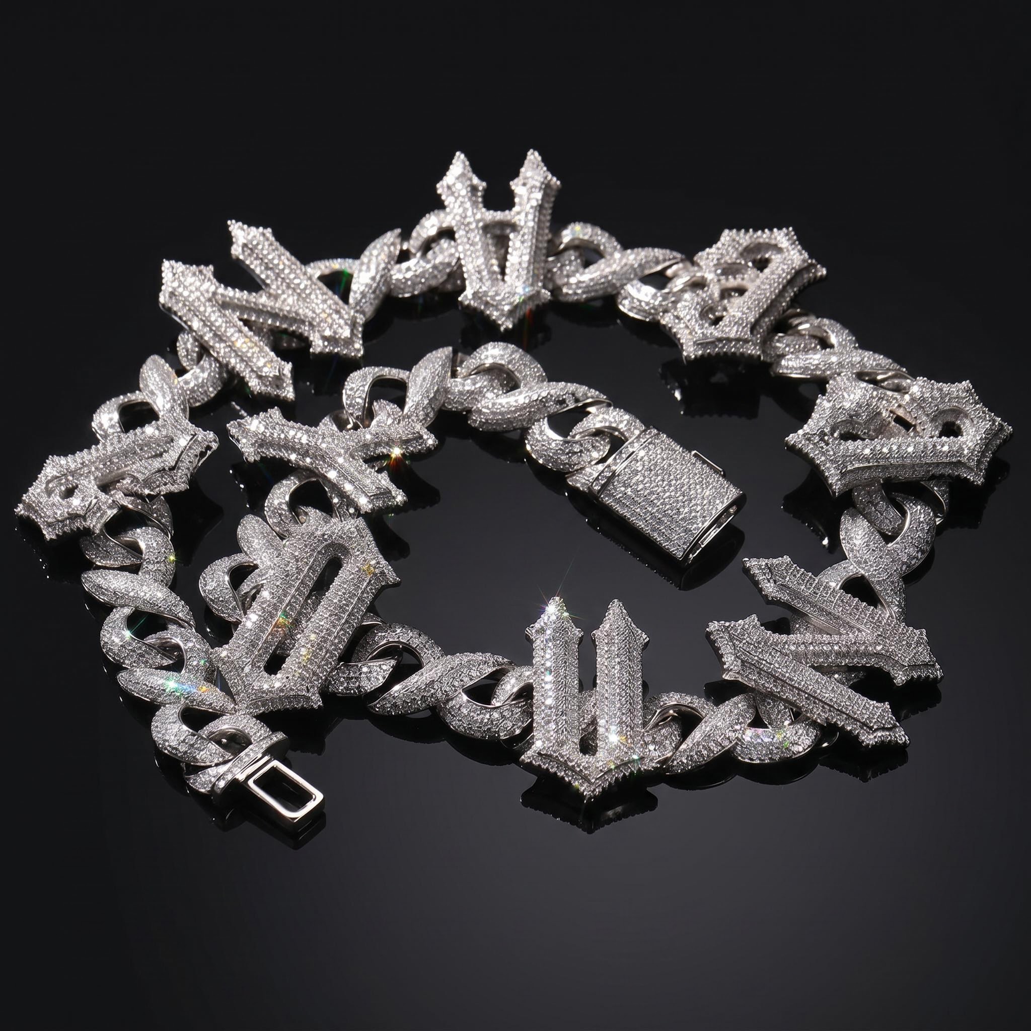 Iced Out Spiny Custom Name Infinity Link Chain Iced Out Spiny Custom Name Infinity Link Chain