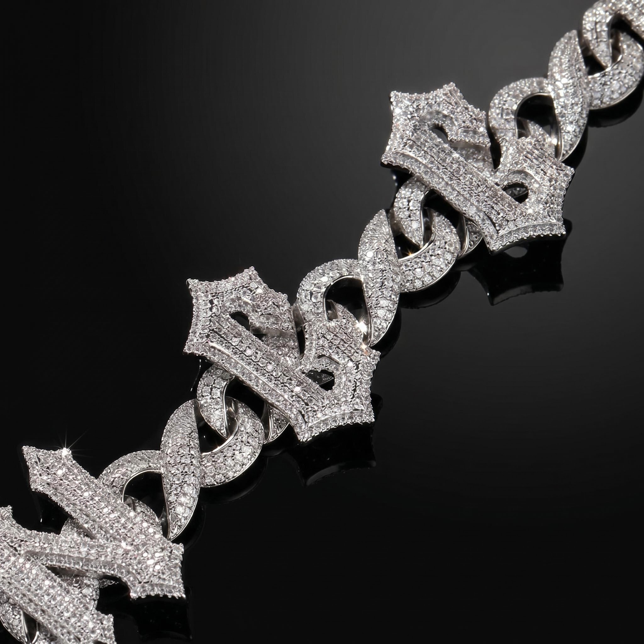 Iced Out Spiny Custom Name Infinity Link Chain Iced Out Spiny Custom Name Infinity Link Chain
