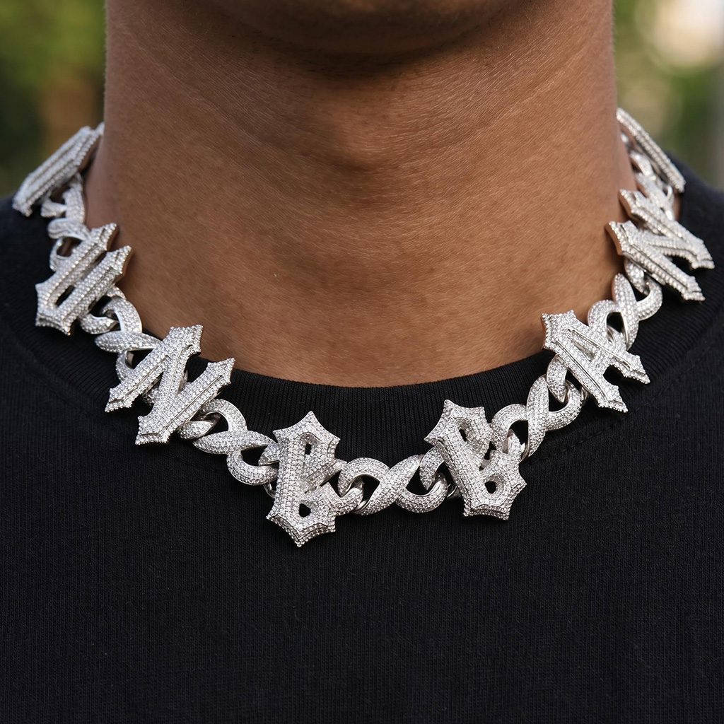 Iced Out Spiny Custom Name Infinity Link Chain Iced Out Spiny Custom Name Infinity Link Chain