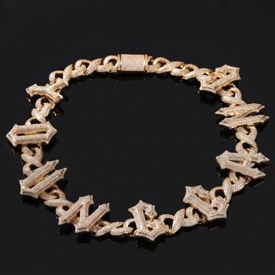 Iced Out Spiny Custom Name Infinity Link Chain