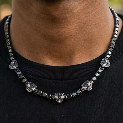 Iced Out Black Soul Reaper Skull 5mm Tennis Chain