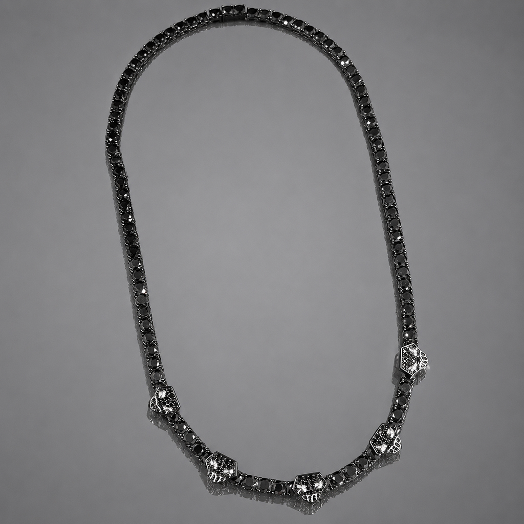 Iced Out Black Soul Reaper Skull 5mm Tennis Chain Iced Out Black Soul Reaper Skull 5mm Tennis Chain