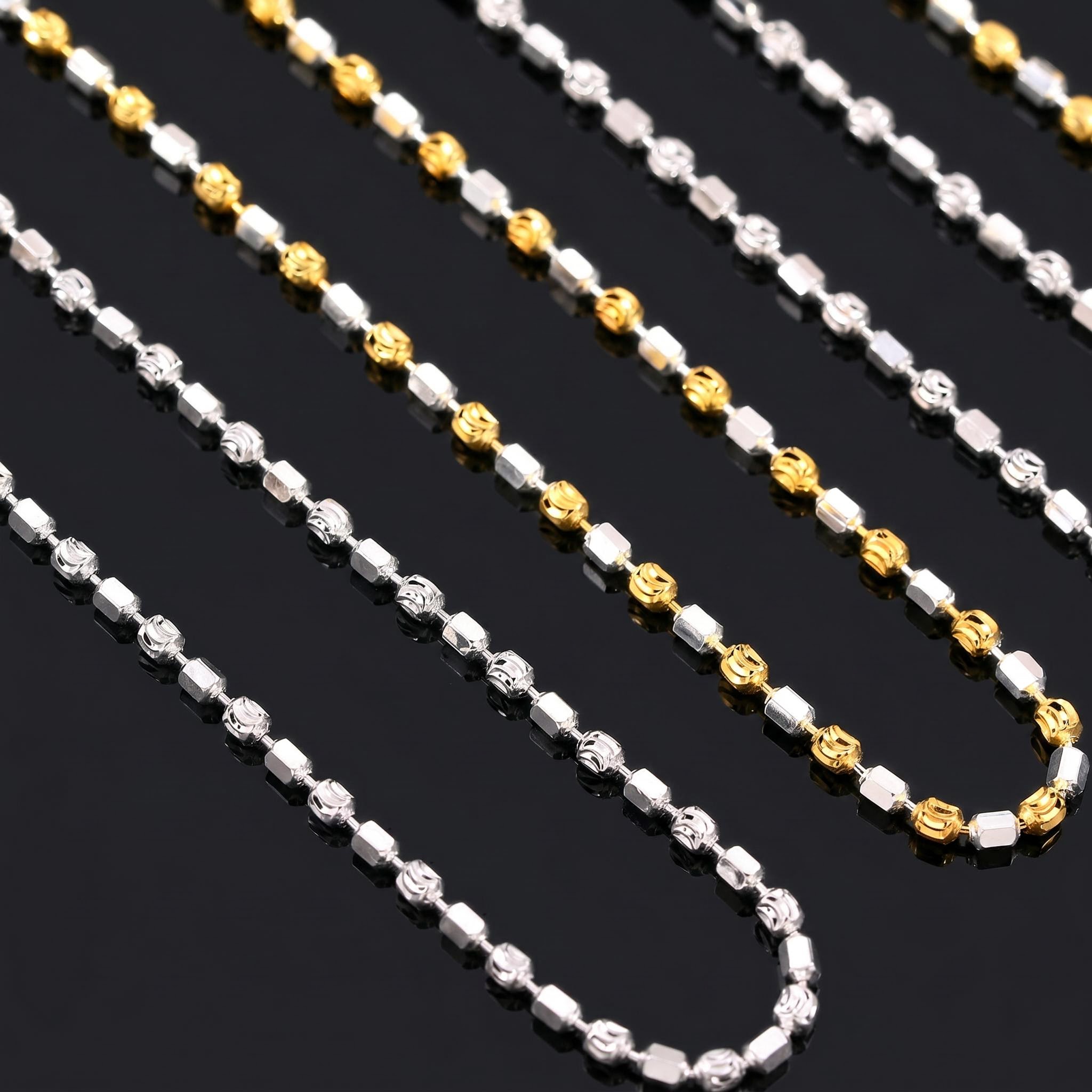 925 Sterling Silver 1.8mm Beaded Chain Necklace