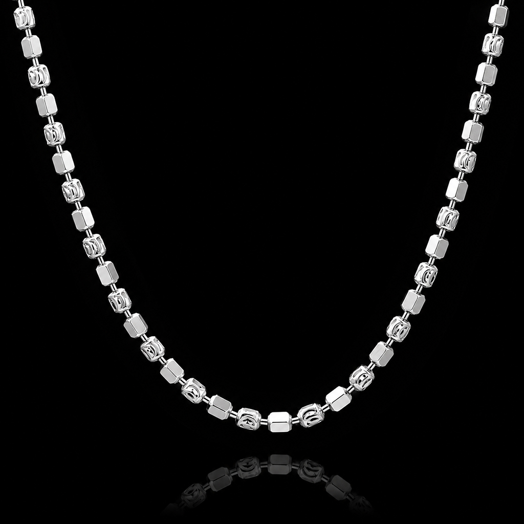 925 Sterling Silver 1.8mm Beaded Chain Necklace