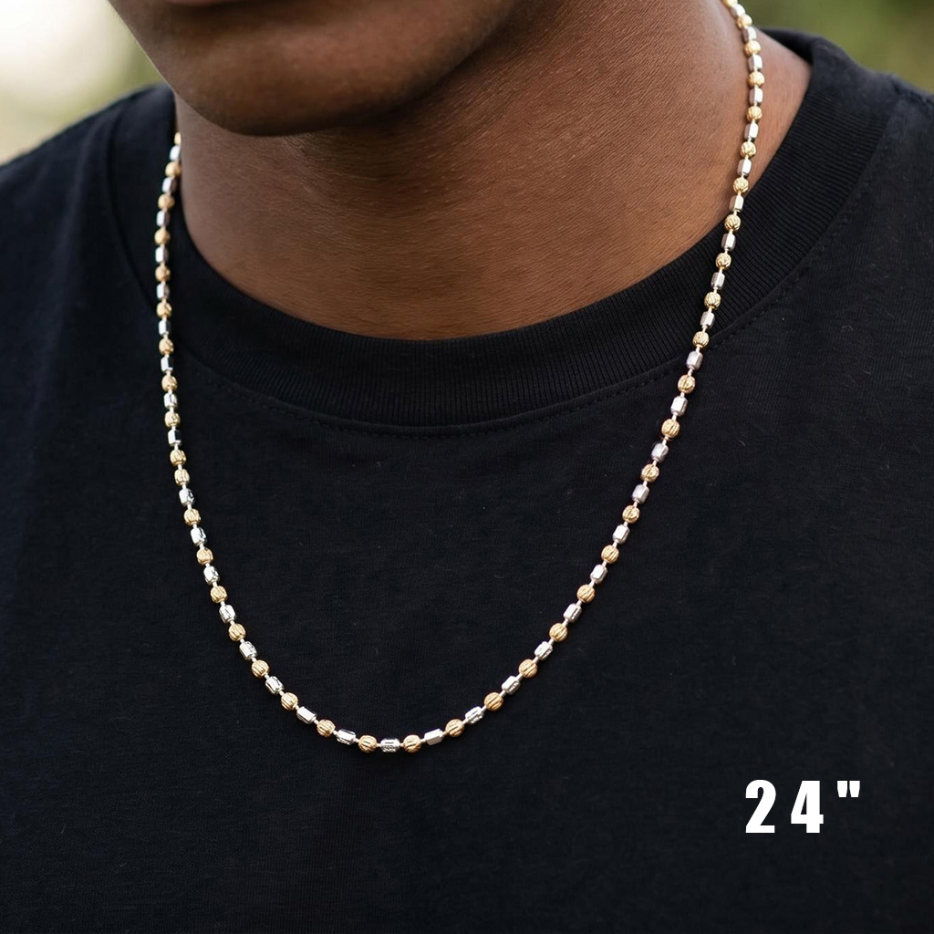 925 Sterling Silver 1.8mm Beaded Chain Necklace
