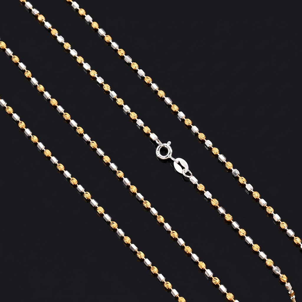 925 Sterling Silver 1.8mm Beaded Chain Necklace