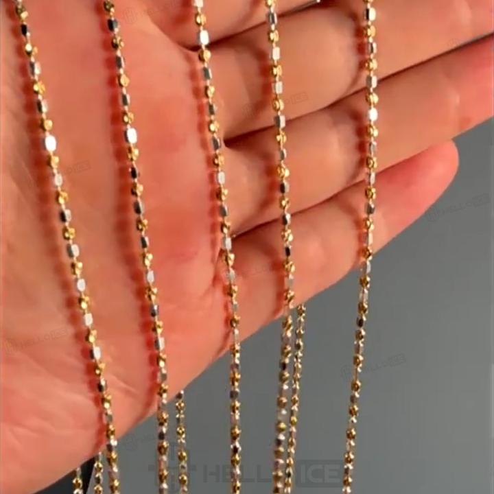 925 Sterling Silver 1.8mm Beaded Chain Necklace