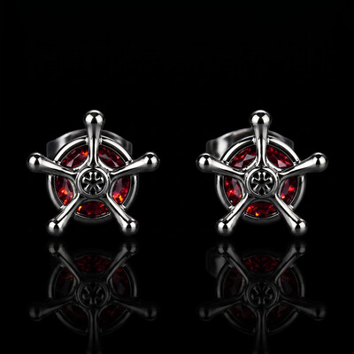 Iced Ruby Black Quincy Cross Earrings