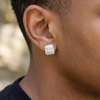 Iced Out Square Round & Baguette Earrings