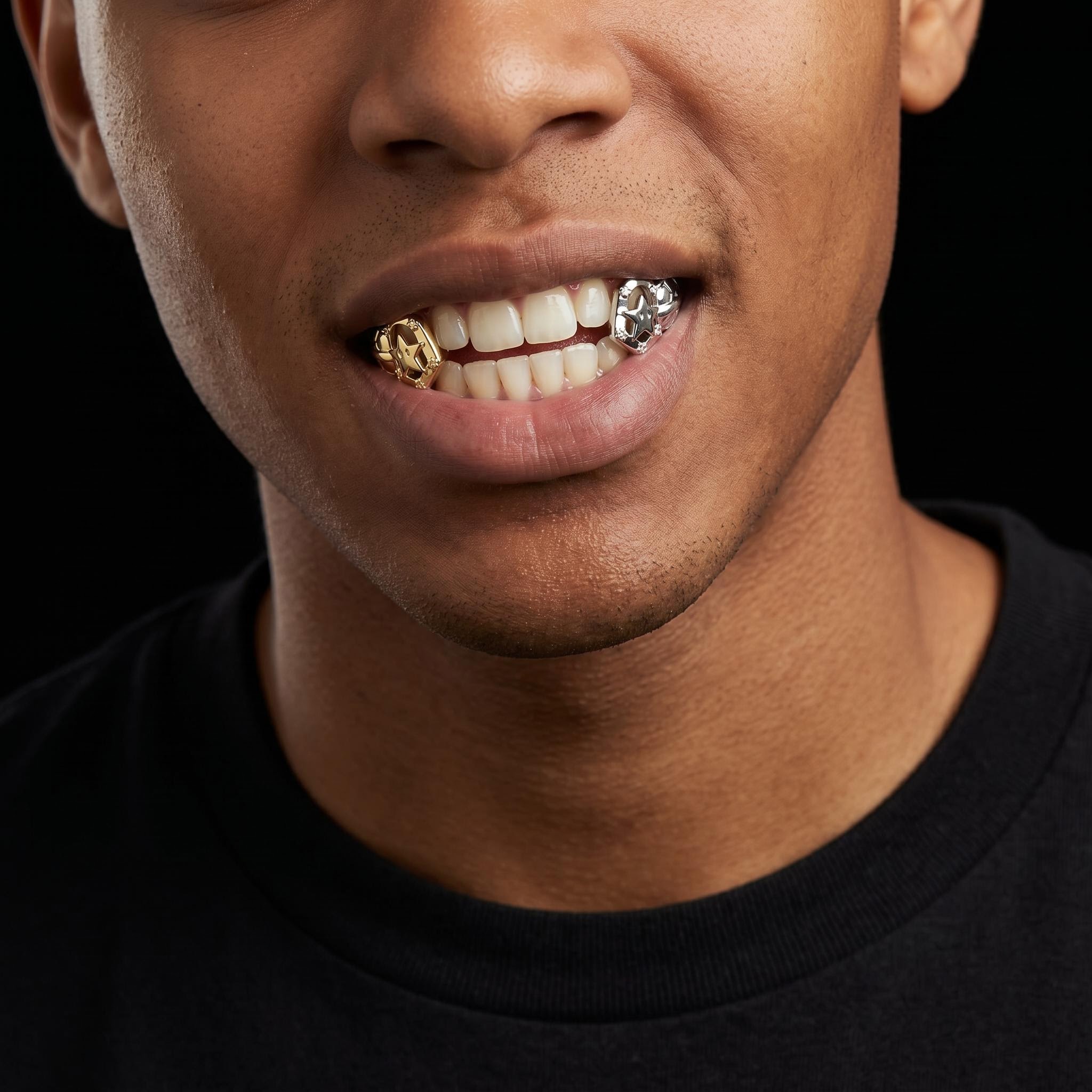 Pre-made Soccer Star Double Grillz Pre-made Soccer Star Double Grillz