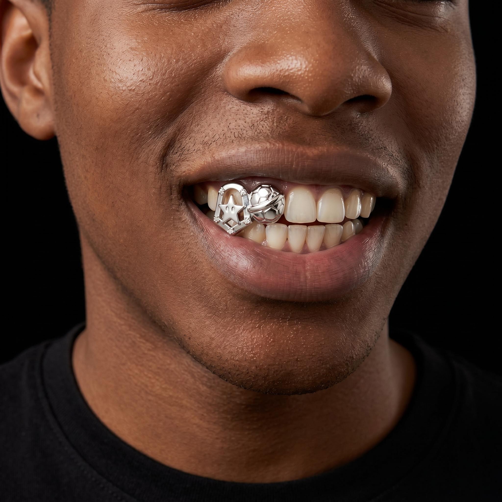 Pre-made Soccer Star Double Grillz Pre-made Soccer Star Double Grillz