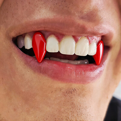 Resin Halloween Vampire Grillz Set - Red/White/Glow in the Dark
