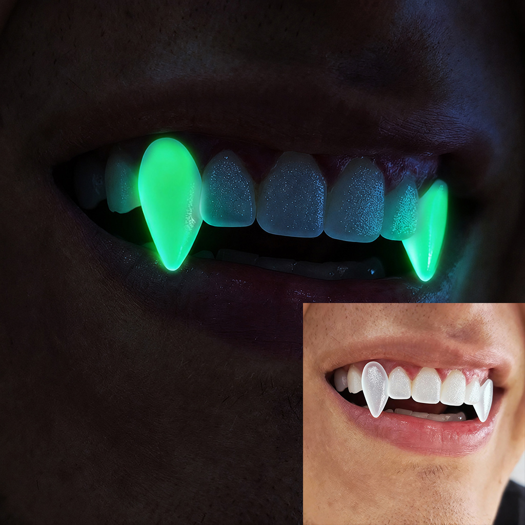 Resin Halloween Vampire Grillz Set - Red/White/Glow in the Dark