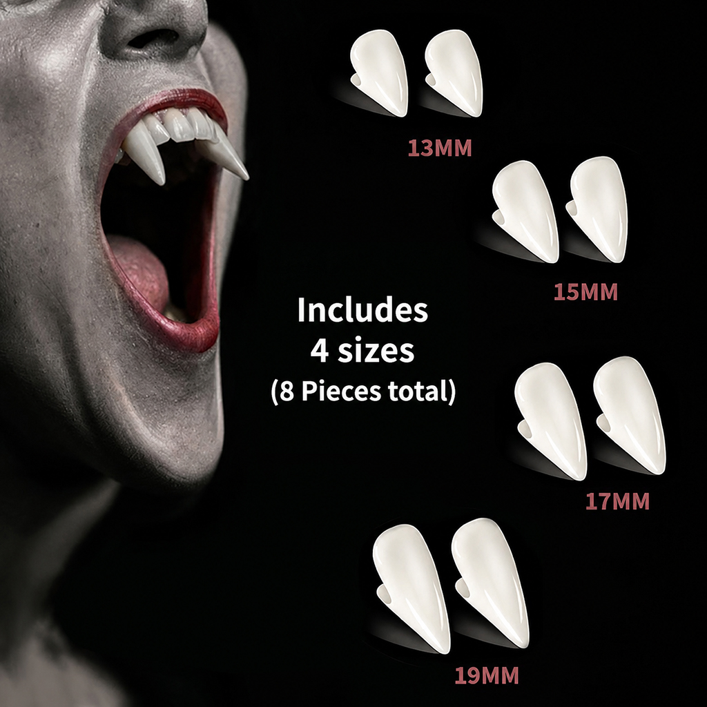 Resin Halloween Vampire Grillz Set - Red/White/Glow in the Dark
