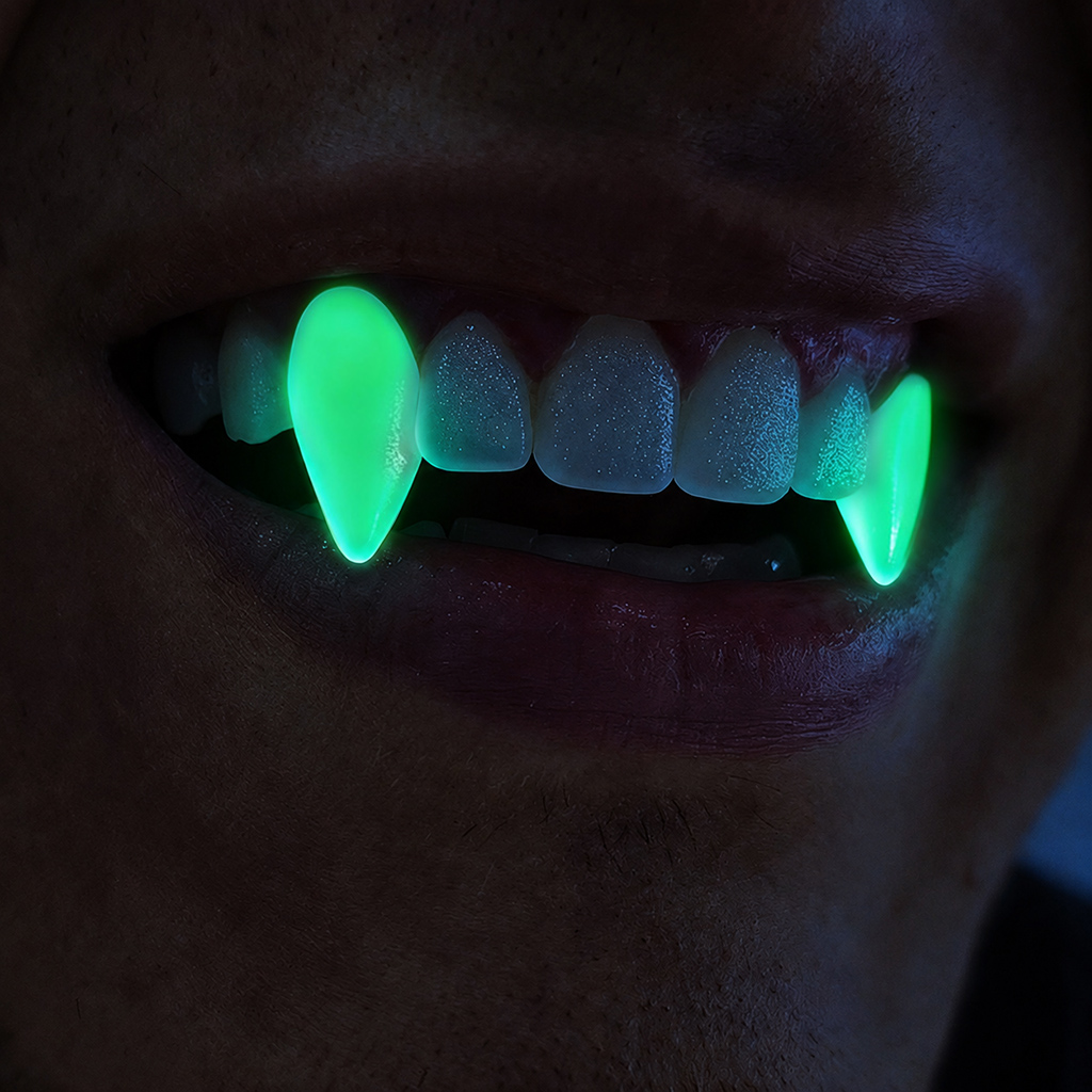 Resin Halloween Vampire Grillz Set - Red/White/Glow in the Dark