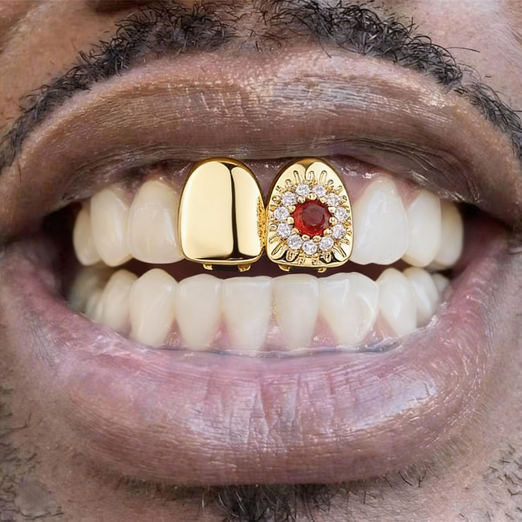 Pre-made Iced Out Flower Double Grillz