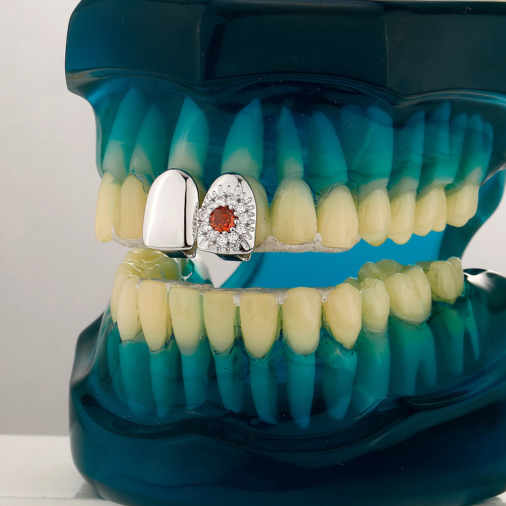 Pre-made Iced Out Flower Double Grillz