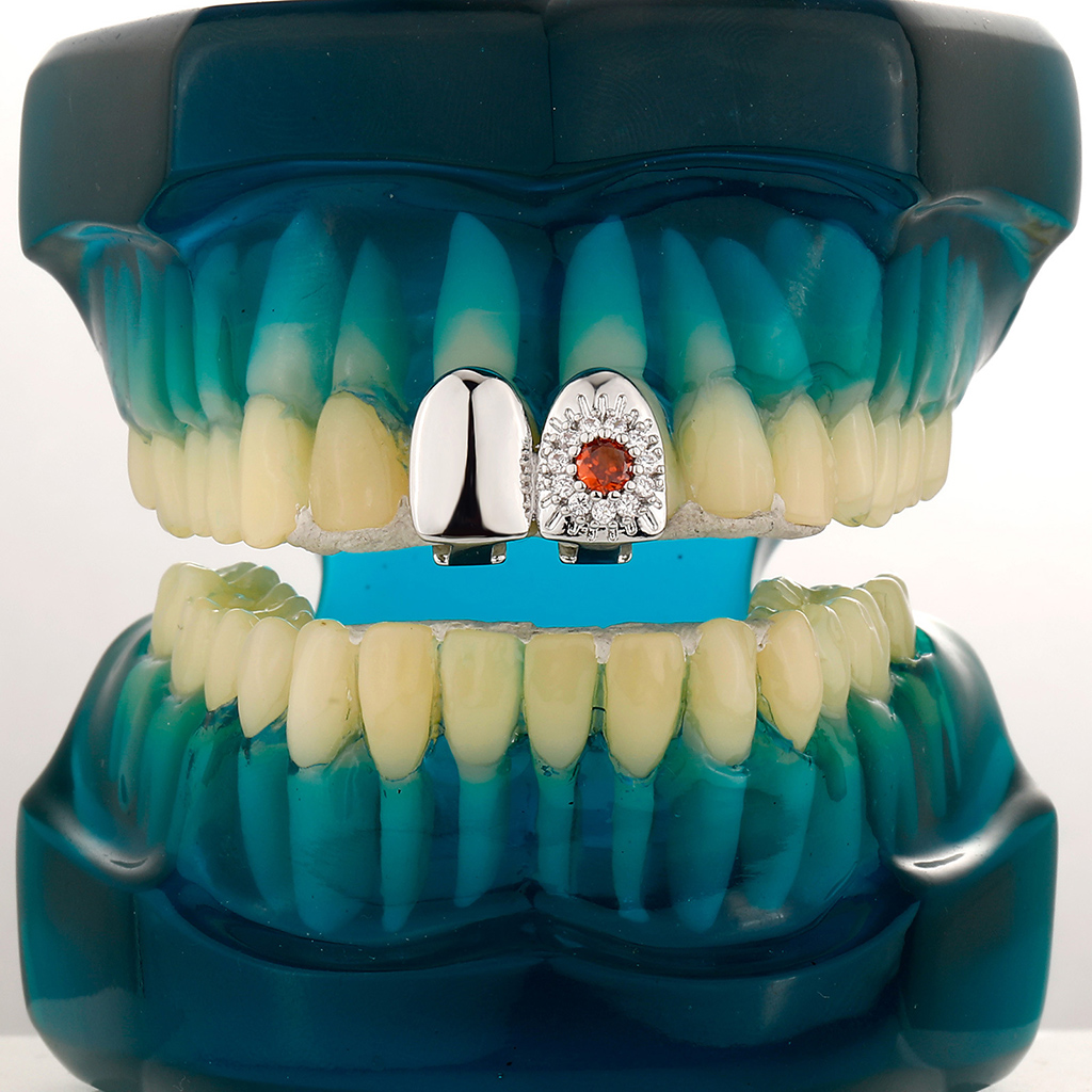 Pre-made Iced Out Flower Double Grillz
