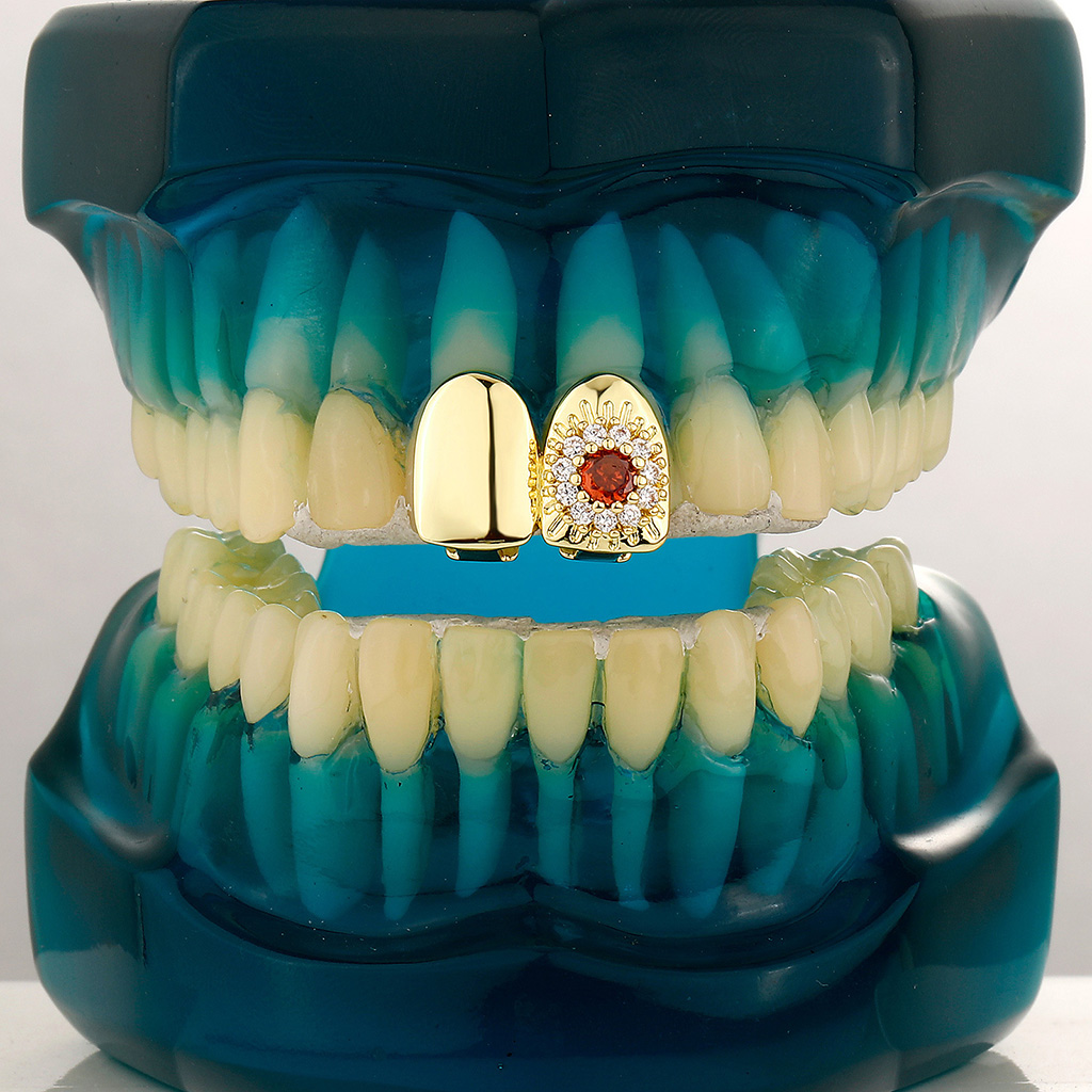 Pre-made Iced Out Flower Double Grillz