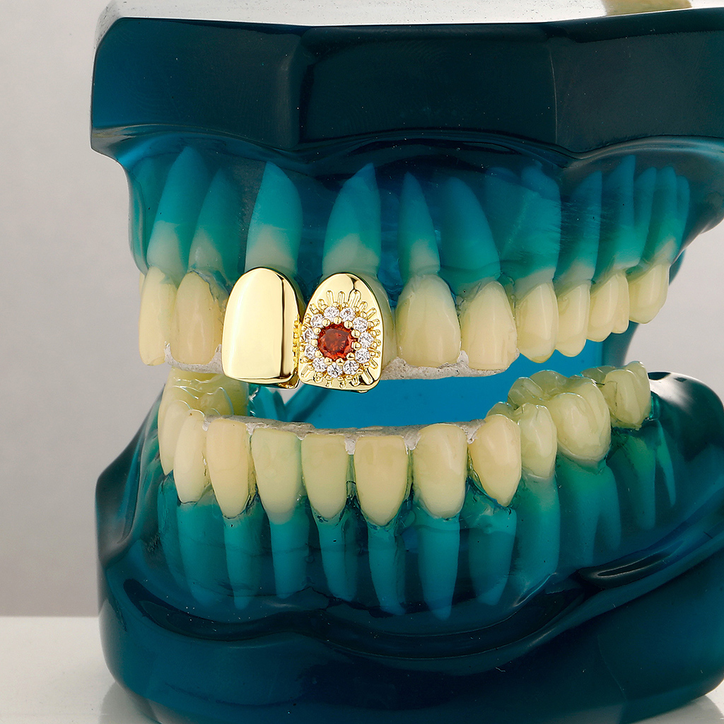 Pre-made Iced Out Flower Double Grillz