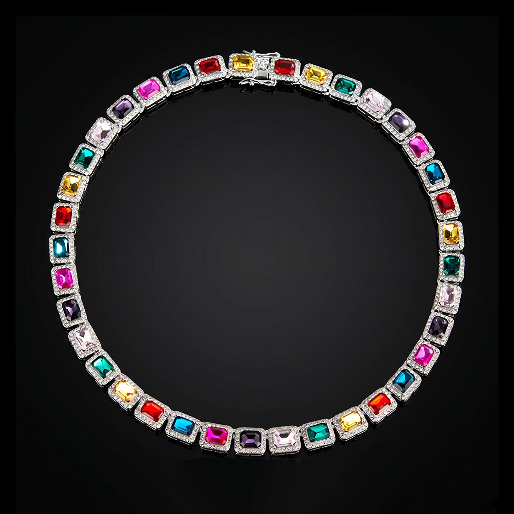 Iced Out 10mm Multi-color Rainbow Tennis Chain and Bracelet Set