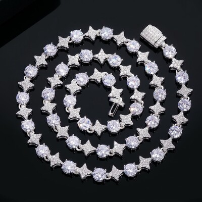 925 Silver & VVS1 Moissanite Star Tennis Chain