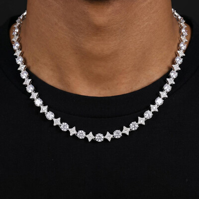 925 Silver & VVS1 Moissanite Star Tennis Chain