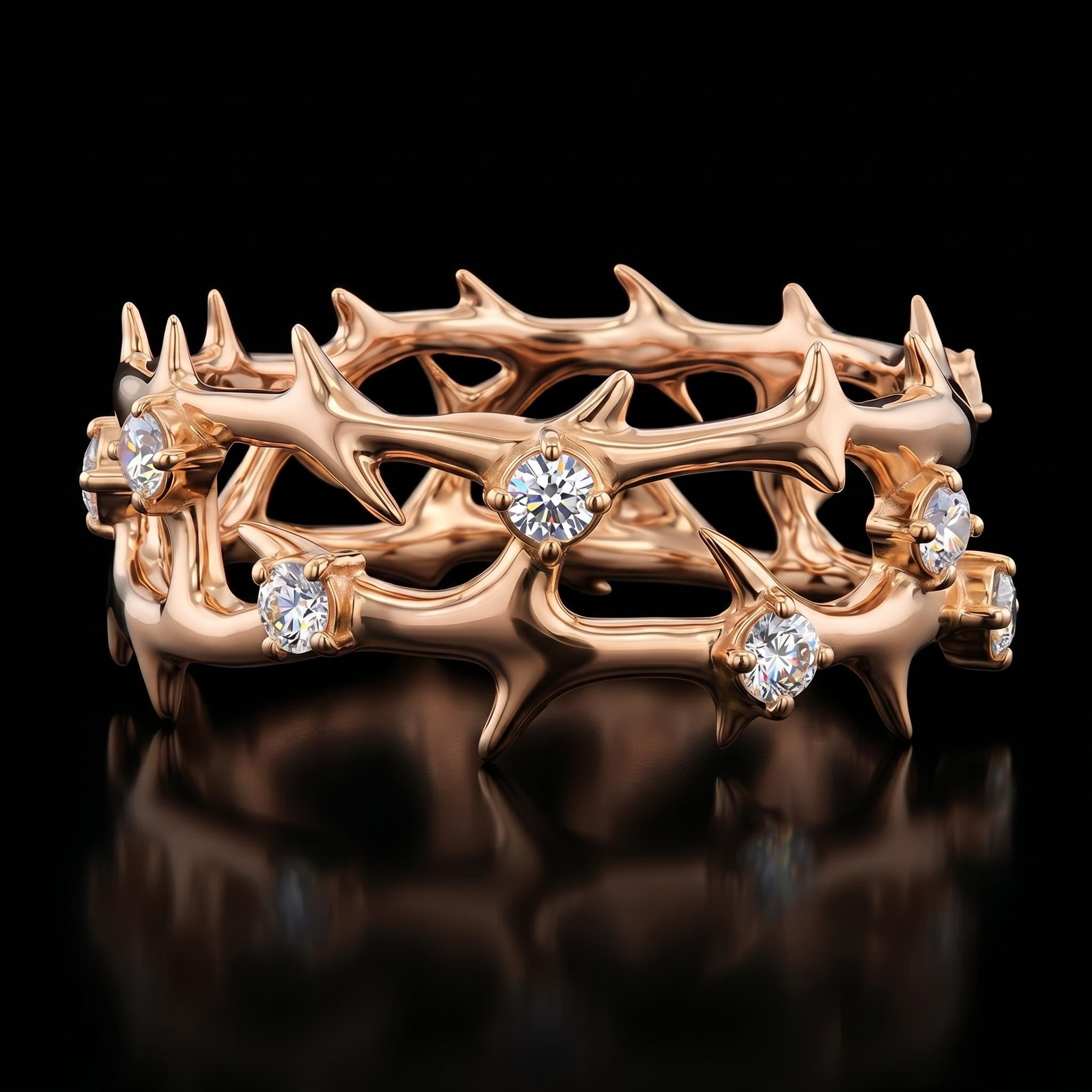 925 Silver & VVS1 Moissanite Crown of Thorns Ring 925 Silver & VVS1 Moissanite Crown of Thorns Ring