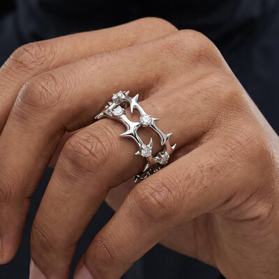 925 Silver & VVS1 Moissanite Crown of Thorns Ring