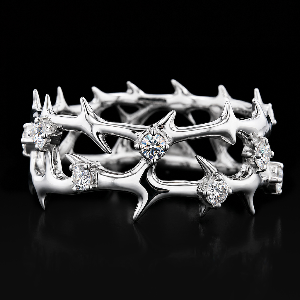 925 Silver & VVS1 Moissanite Crown of Thorns Ring 925 Silver & VVS1 Moissanite Crown of Thorns Ring