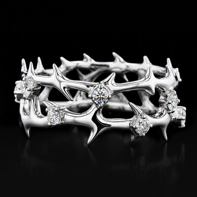 925 Silver & VVS1 Moissanite Crown of Thorns Ring