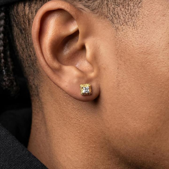 925 Silver & VVS1 Moissanite Princess Cut Nugget Earrings 925 Silver & VVS1 Moissanite Princess Cut Nugget Earrings
