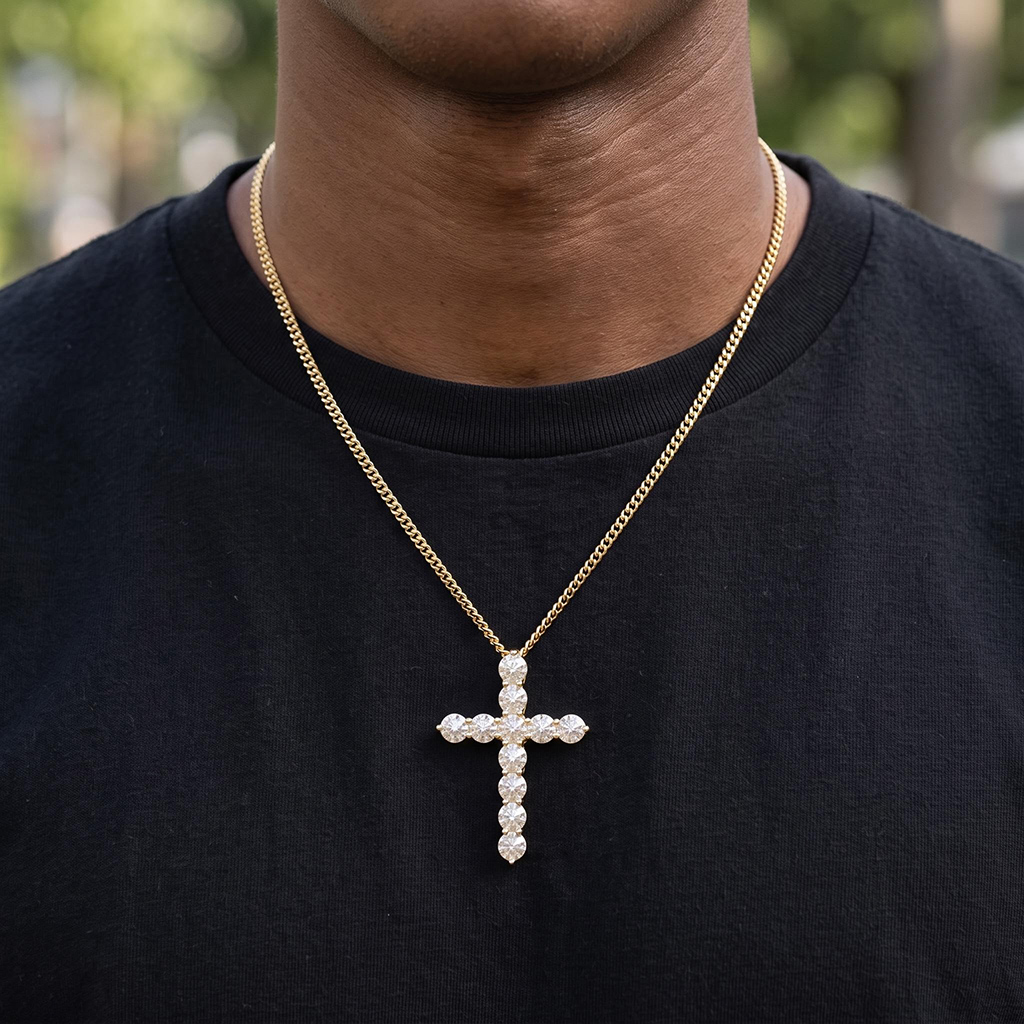 925 Silver & VVS1 Moissanite Upside Down Inverted Diamond Cross Pendant 925 Silver & VVS1 Moissanite Upside Down Inverted Diamond Cross Pendant
