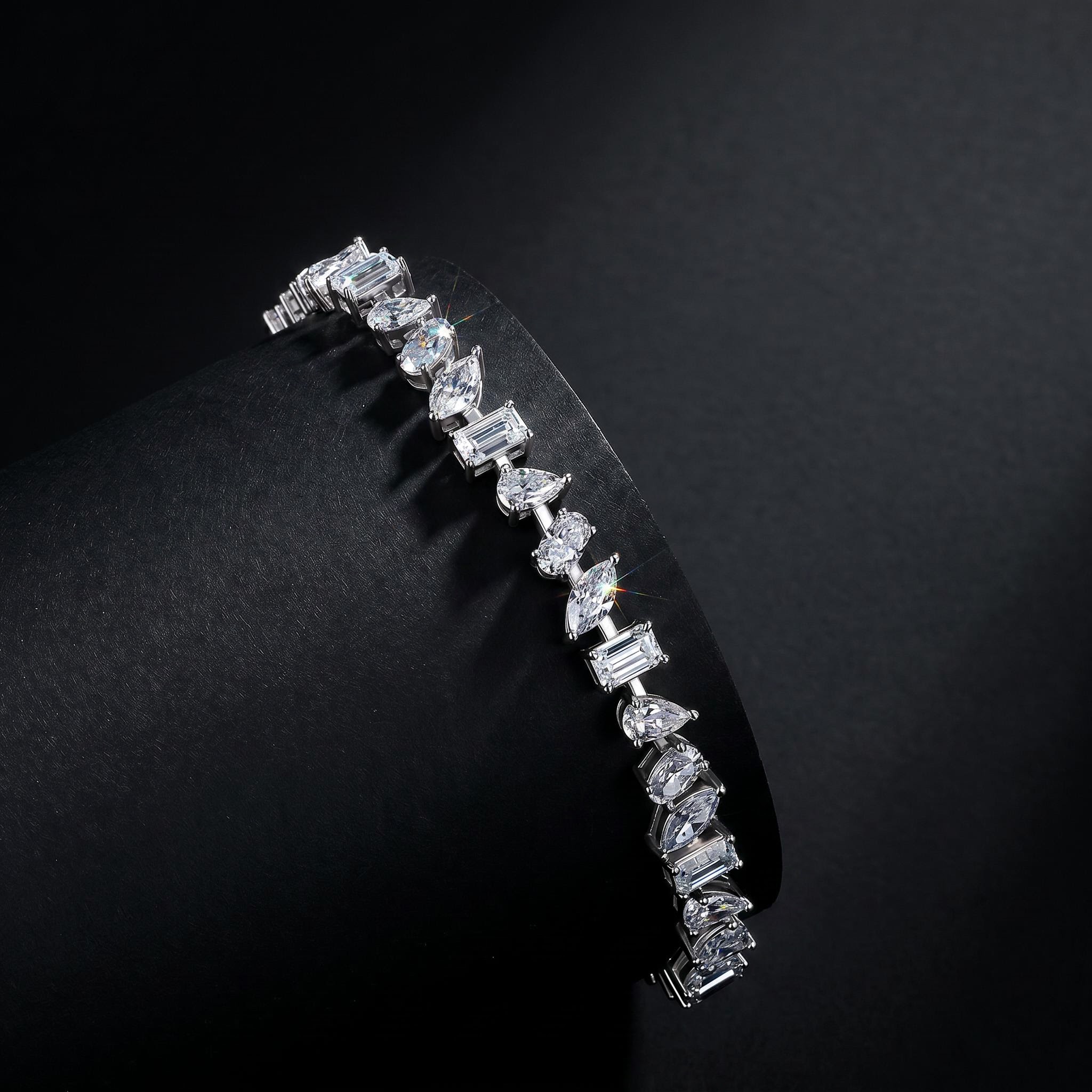 925 Silver & VVS1 Moissanite Harmony of Shapes Bracelet