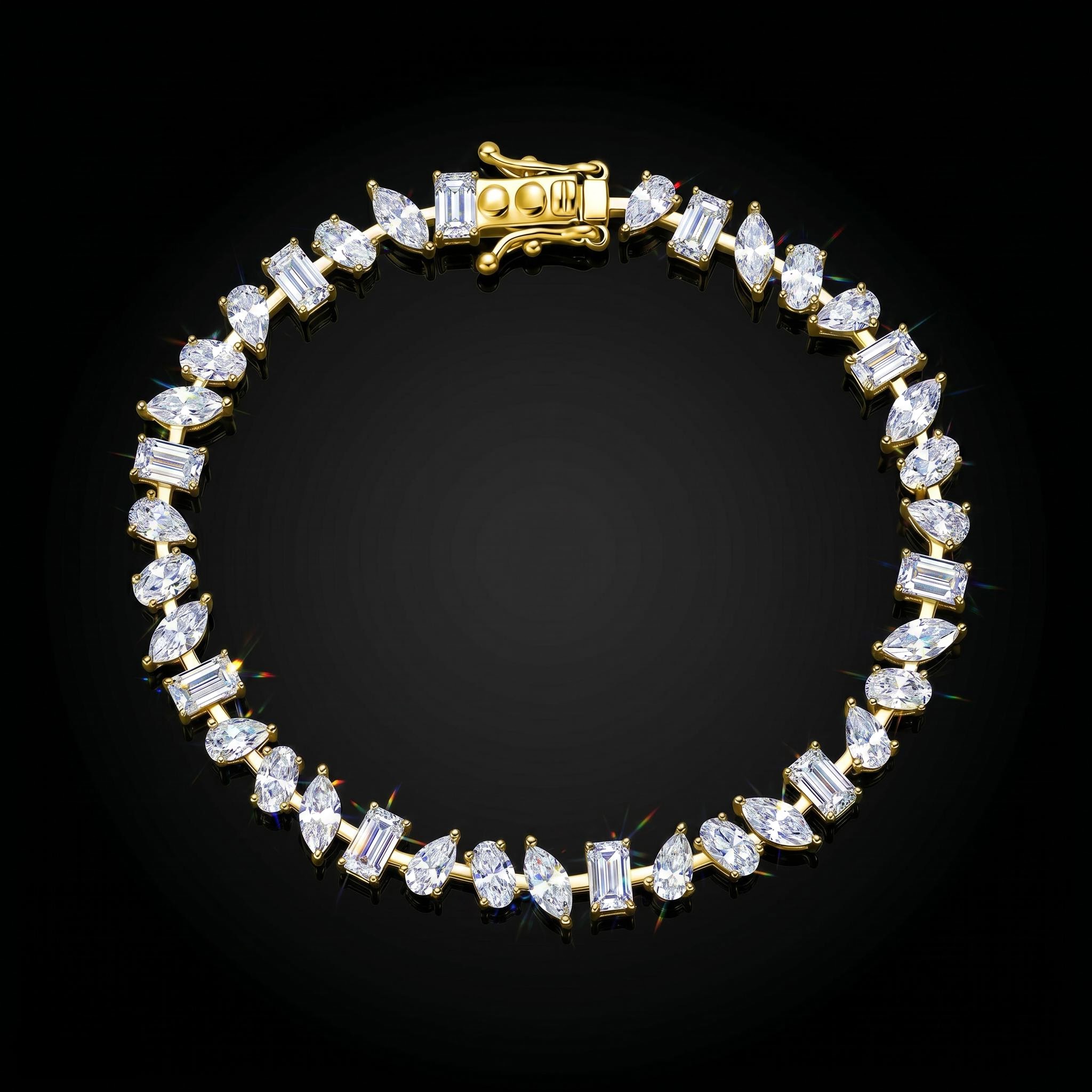 925 Silver & VVS1 Moissanite Harmony of Shapes Bracelet