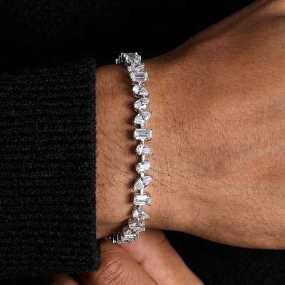 925 Silver & VVS1 Moissanite Harmony of Shapes Bracelet