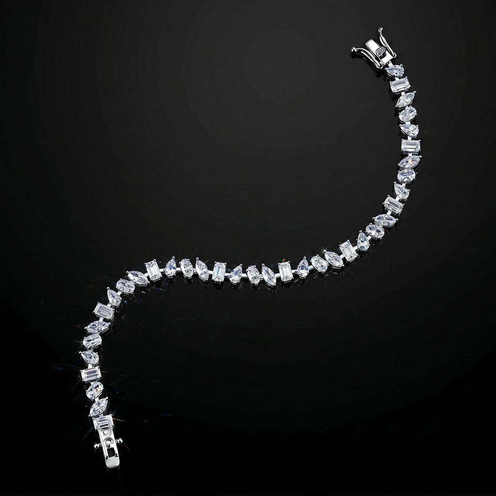 925 Silver & VVS1 Moissanite Harmony of Shapes Bracelet