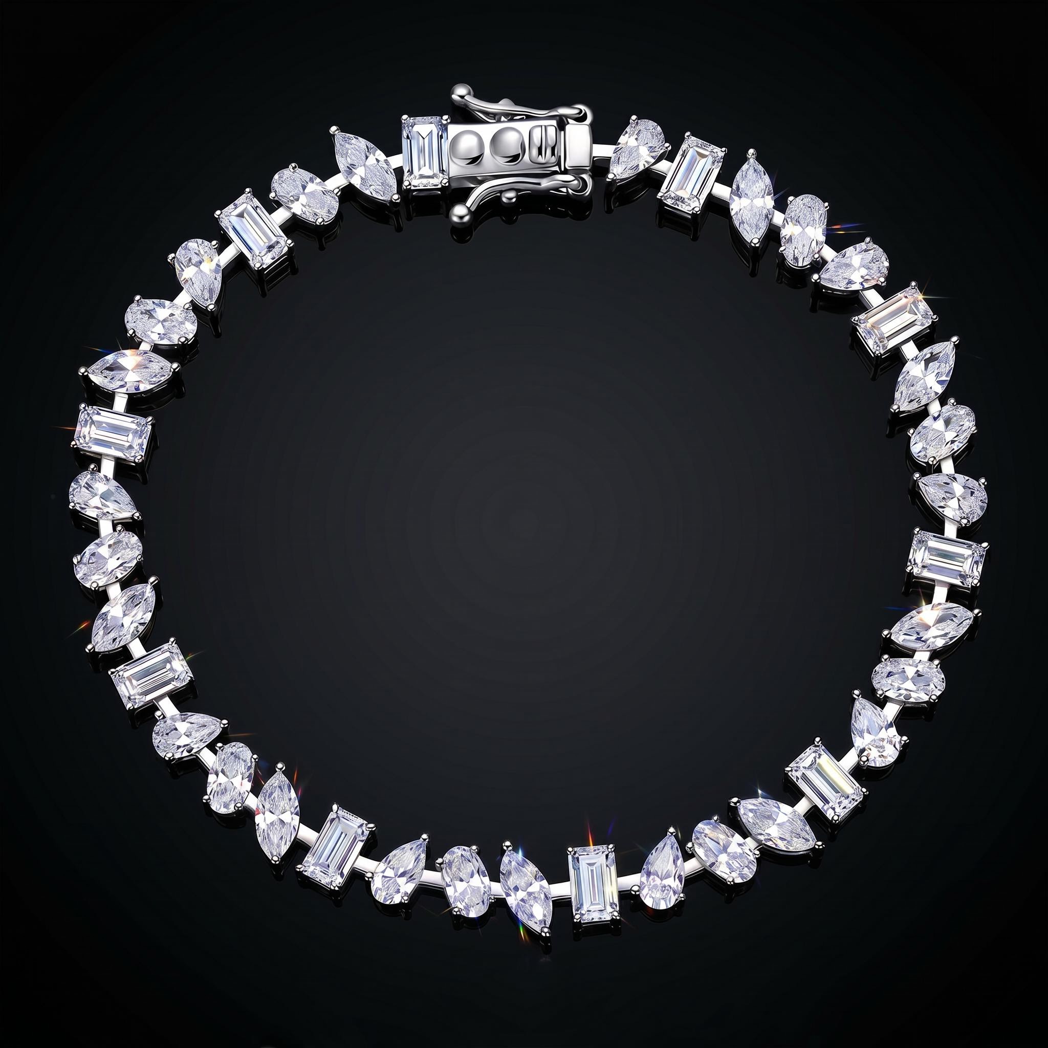 925 Silver & VVS1 Moissanite Harmony of Shapes Bracelet
