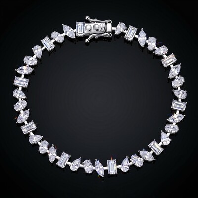 925 Silver & VVS1 Moissanite Harmony of Shapes Bracelet
