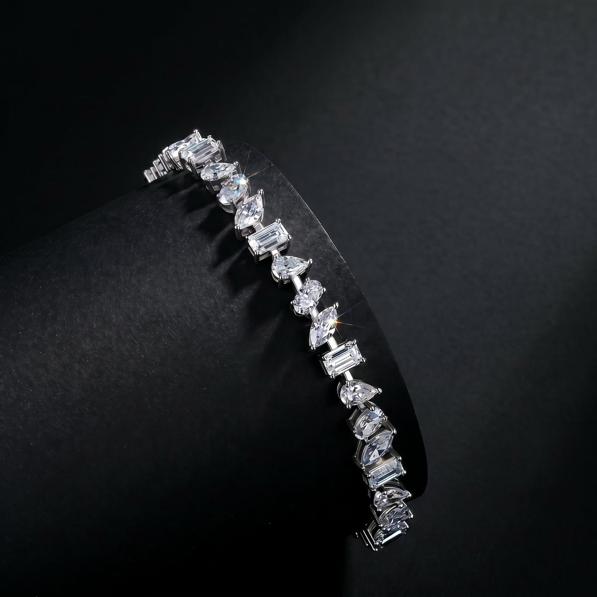 925 Silver & VVS1 Moissanite Harmony of Shapes Bracelet