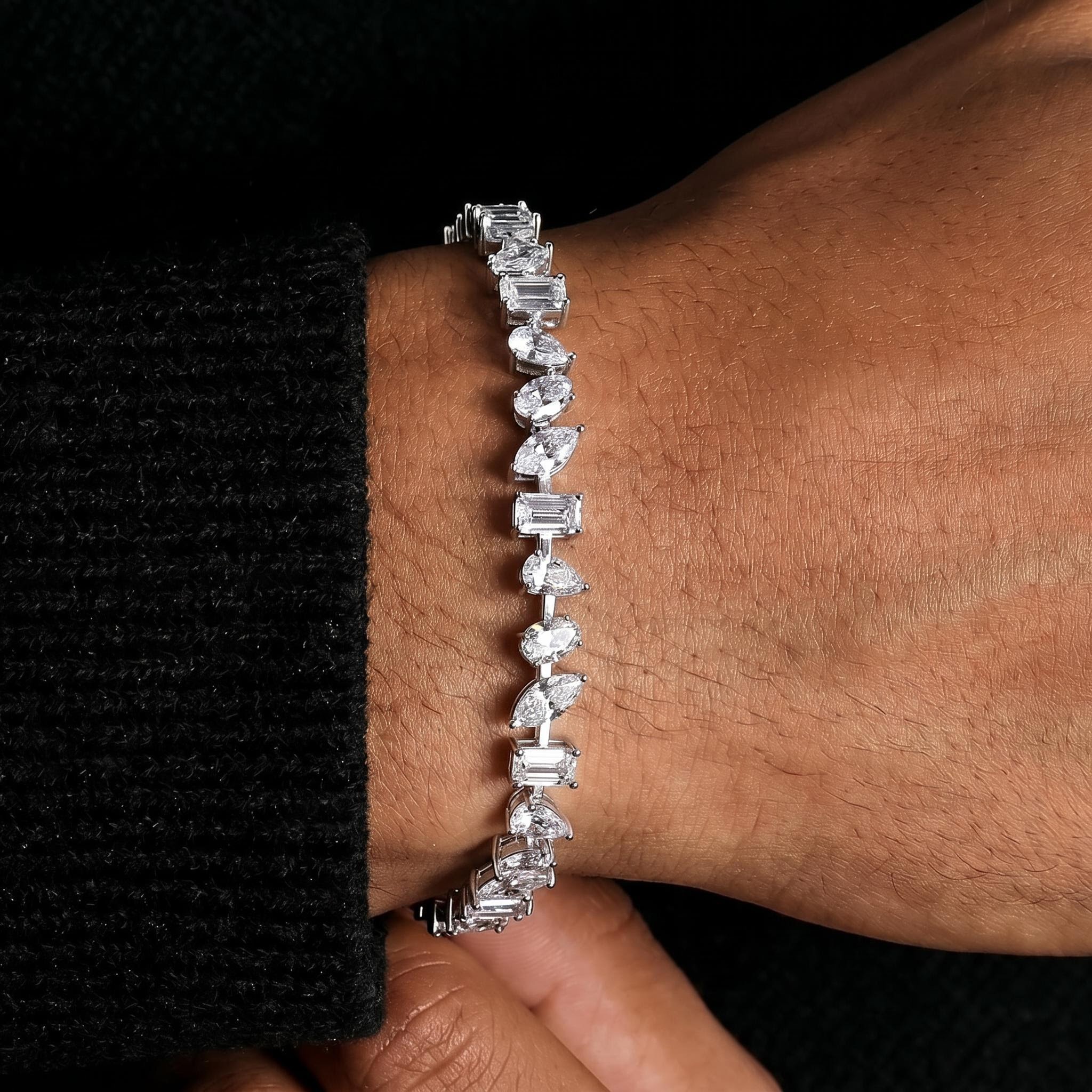 925 Silver & VVS1 Moissanite Harmony of Shapes Bracelet