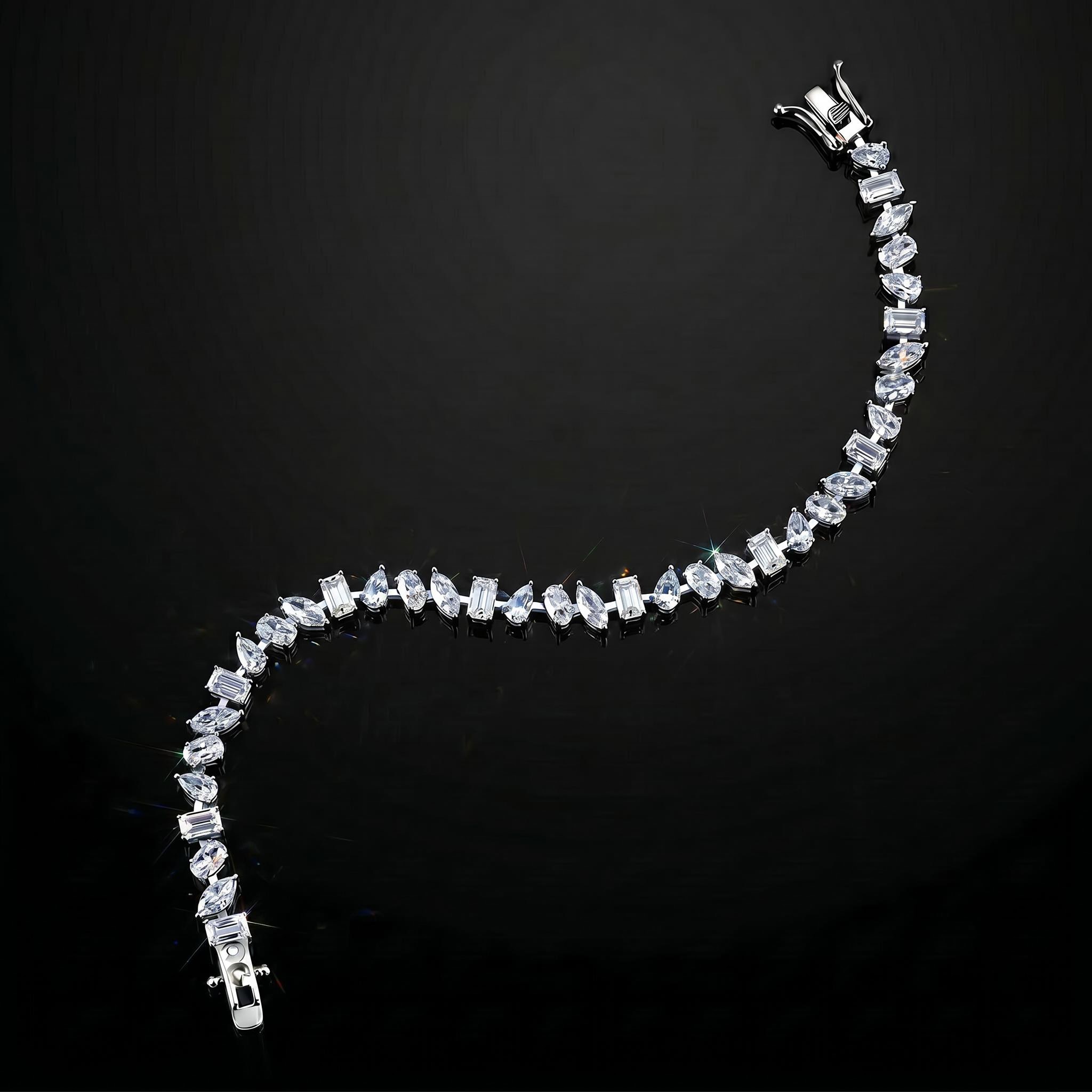 925 Silver & VVS1 Moissanite Harmony of Shapes Bracelet