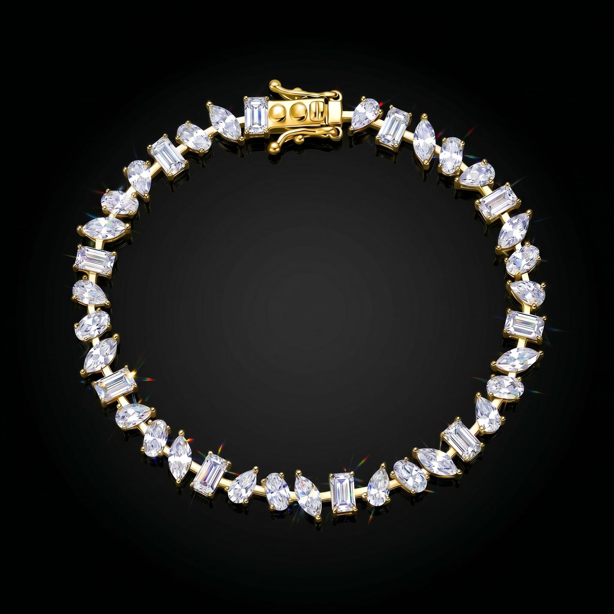 925 Silver & VVS1 Moissanite Harmony of Shapes Bracelet
