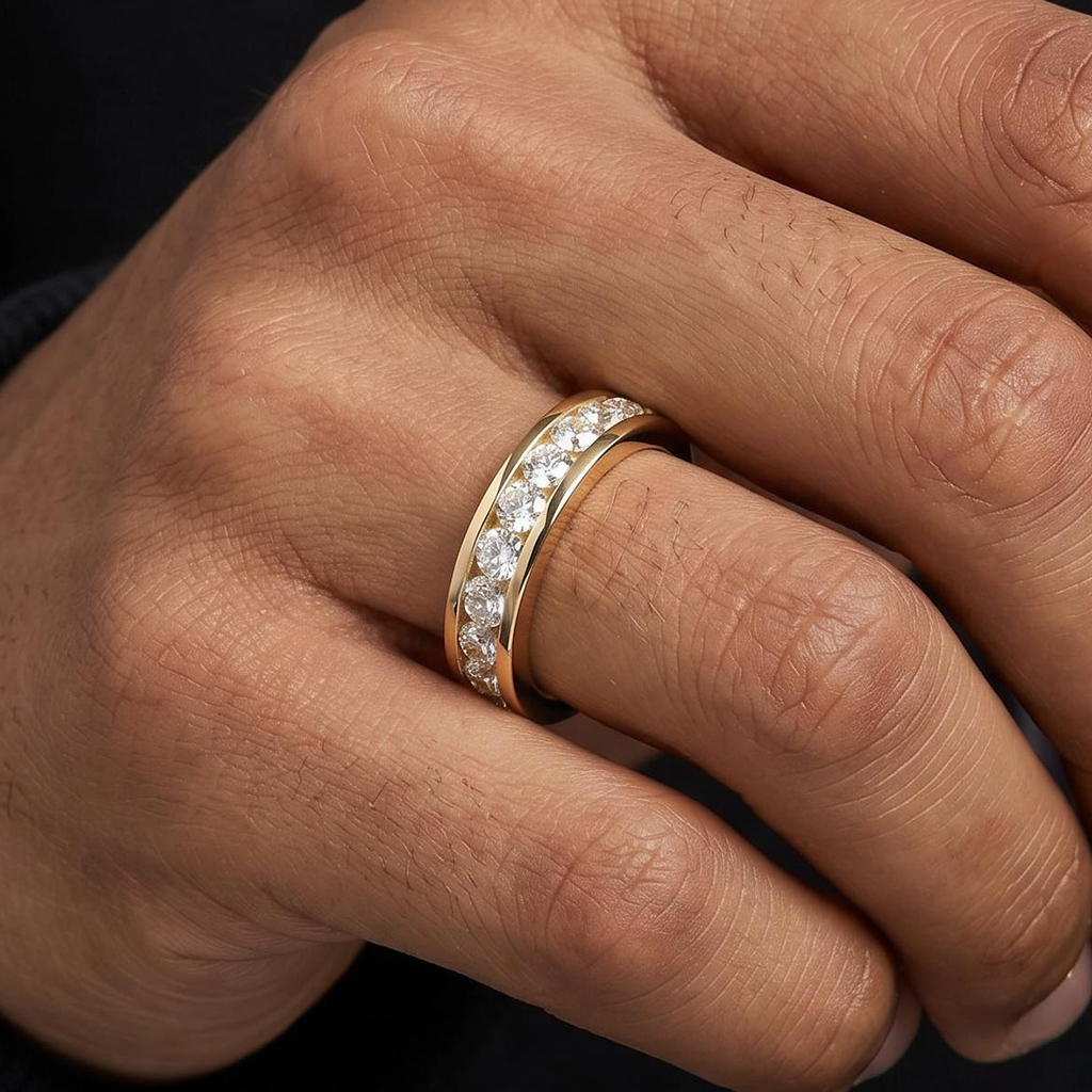 925 Silver & VVS1 Moissanite Channel Set Eternity Band 925 Silver & VVS1 Moissanite Channel Set Eternity Band