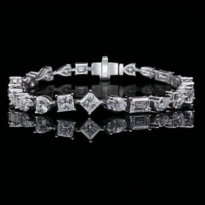 925 Silver & VVS1 Moissanite Harmony of Shapes Tennis Bracelet