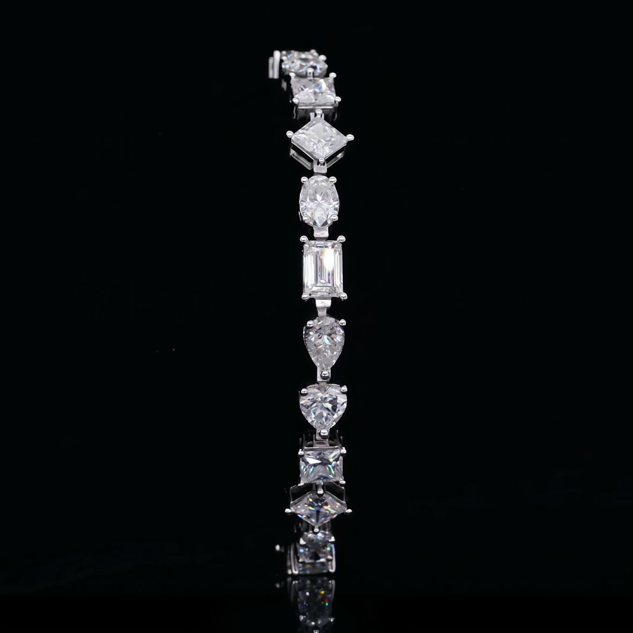 925 Silver & VVS1 Moissanite Harmony of Shapes Tennis Bracelet 925 Silver & VVS1 Moissanite Harmony of Shapes Tennis Bracelet