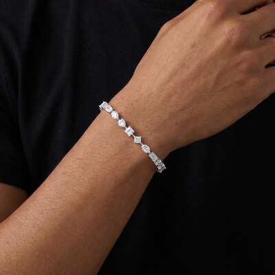 925 Silver & VVS1 Moissanite Harmony of Shapes Tennis Bracelet